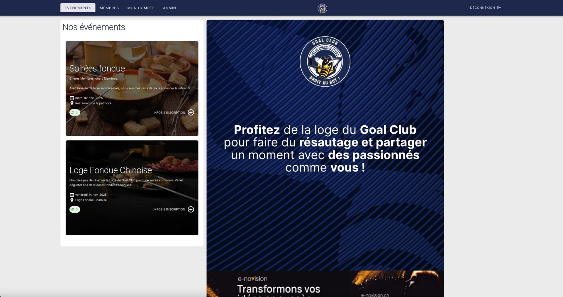 Goal Club Screen Home